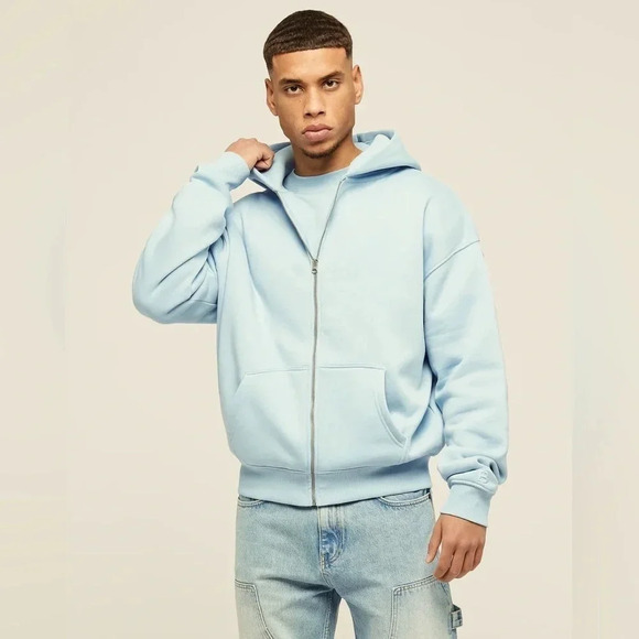 NAKED WARDROBE UNISEX BABY BLUE ZIP UP HOODED JACKET M - Picture 4 of 10